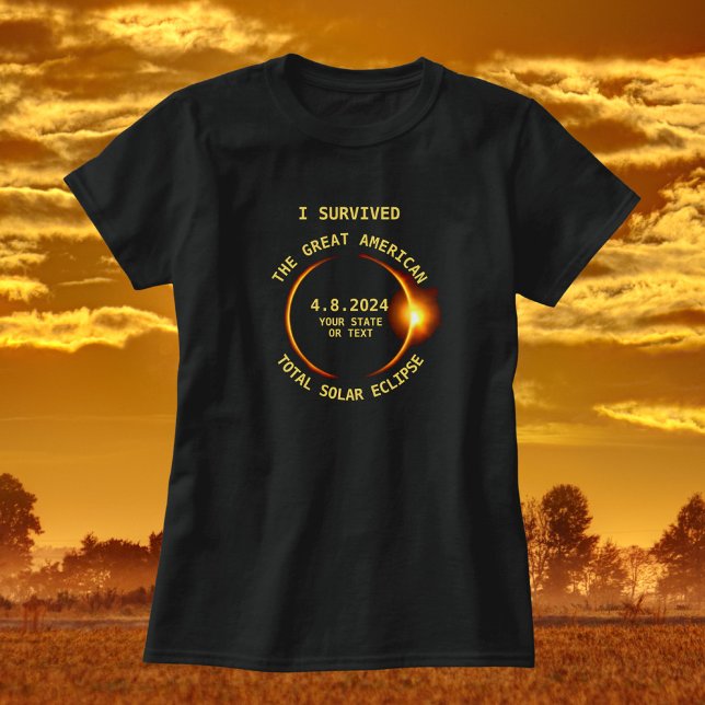 Camiseta Sobreviví al eclipse solar total 4/8/2024 Estados  (Subido por el creador)