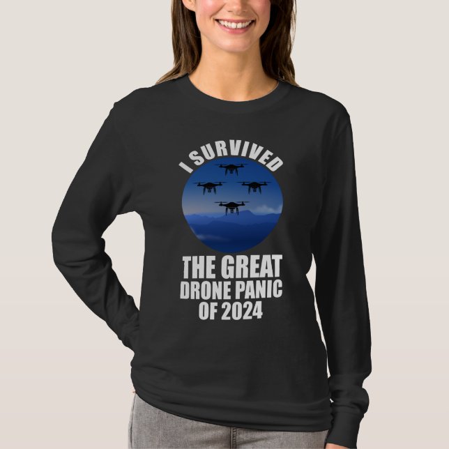 Camiseta Sobreviví Al Gran Pánico De Los Drones De 2024 (Anverso)