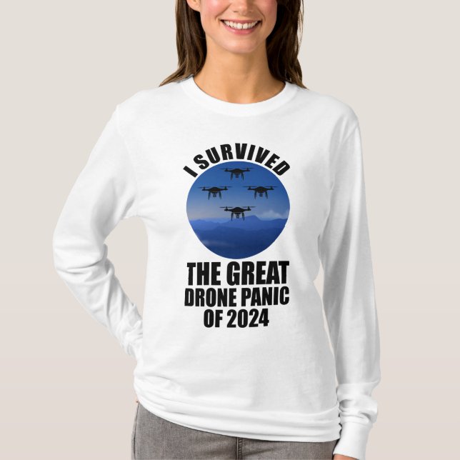 Camiseta Sobreviví Al Gran Pánico De Los Drones De 2024 (Anverso)
