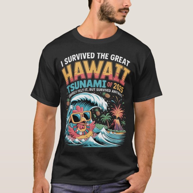 Camiseta Sobreviví Al Gran Tsunami De Hawaii De 2025 Dicien (Anverso)