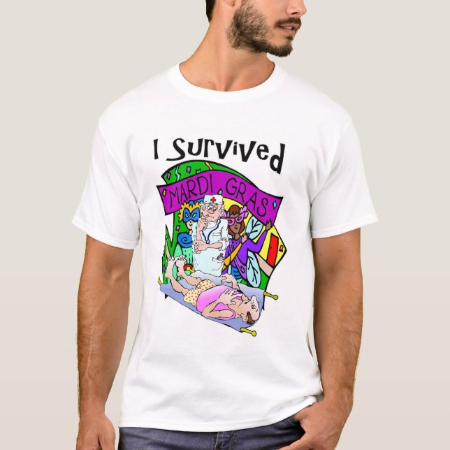 Camiseta Sobreviví Al Mardi Gras En Nueva Orleans (Anverso)