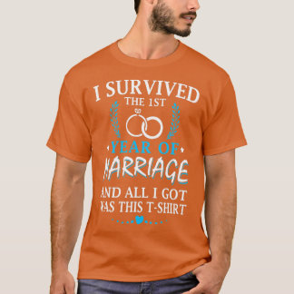 Camiseta Sobreviví Al Primer Año Del Boda Matrimonial