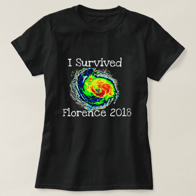 Camiseta "Sobreviví Florencia 2018" y el radar del huracán (Diseño del anverso)