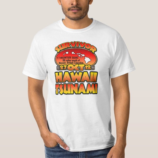 Camiseta Sobreviví Hawaii tsunami el 27 de octubre de 2012 (Anverso)