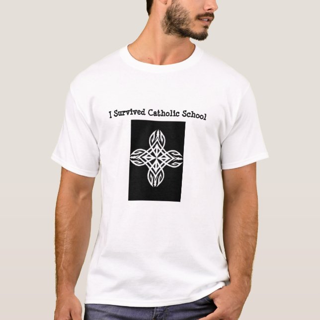 Camiseta Sobreviví la escuela católica con la cruz (Anverso)