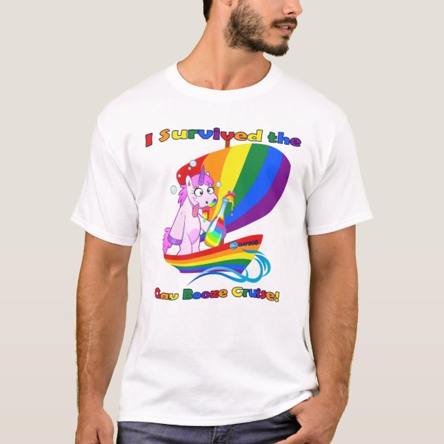 Camiseta ¡"Sobreviví la travesía gay de los licores! " (Anverso)