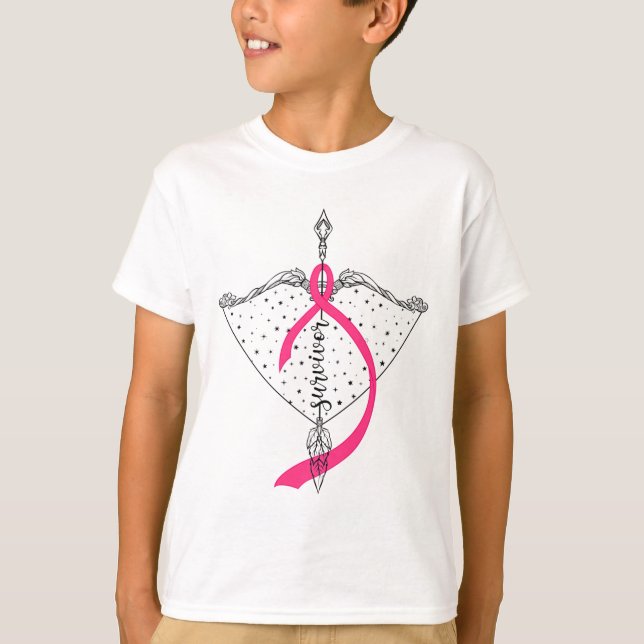 Camiseta Sobreviviente Bow Arrow Warrior Hope Pink Ribbon B (Anverso)