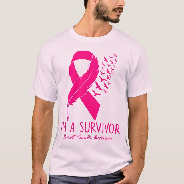Camiseta Sobreviviente Cáncer de Mama Sensibilización Cinta (Anverso)