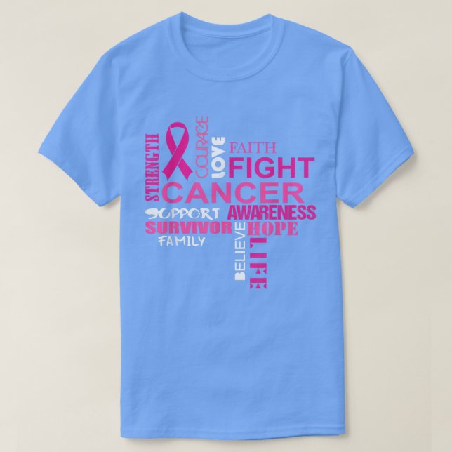 Camiseta Sobreviviente cree esperanza Cinta rosa Cáncer de  (Diseño del anverso)