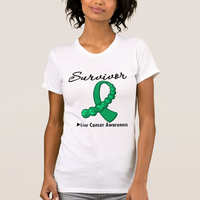 Camiseta Sobreviviente de cáncer de hígado Gemstone Ribbon (Anverso)