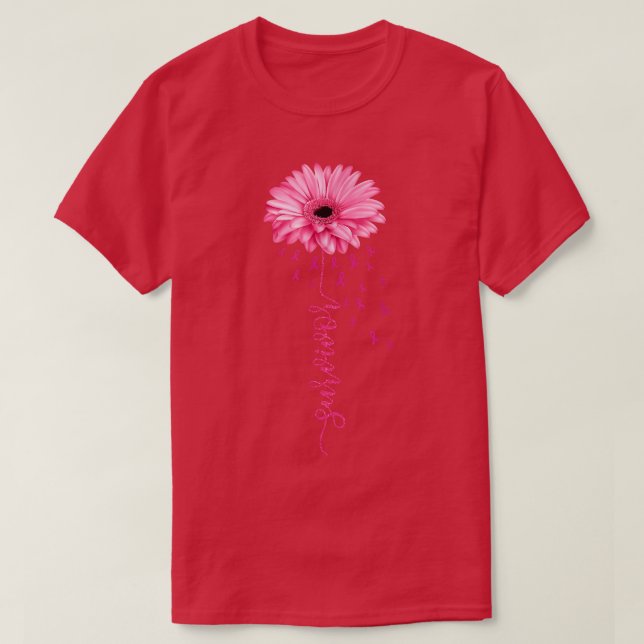 Camiseta Sobreviviente de cáncer de mama Cinta de Flor Cánc (Diseño del anverso)