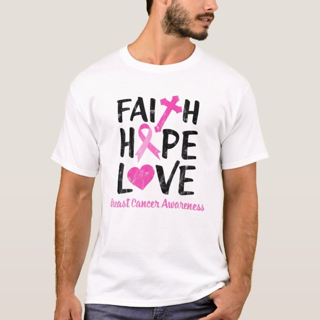 Camiseta Sobreviviente de cáncer de mama Fe Esperanza Cánce (Anverso)