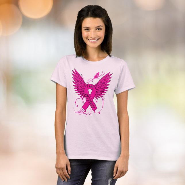 Camiseta Sobreviviente de cáncer de mama Mariposa Nombre Mo (Subido por el creador)