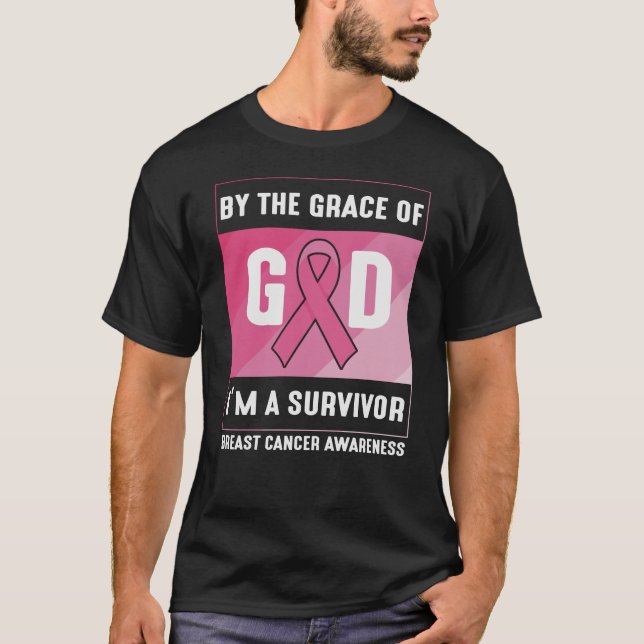 Camiseta Sobreviviente de cáncer de mama por la gracia cris (Anverso)