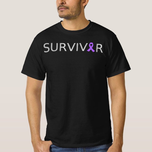 Camiseta Sobreviviente de cáncer testicular, con cinta mora (Anverso)