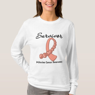 Camiseta Sobreviviente de cáncer uterino Gemstone Ribbon