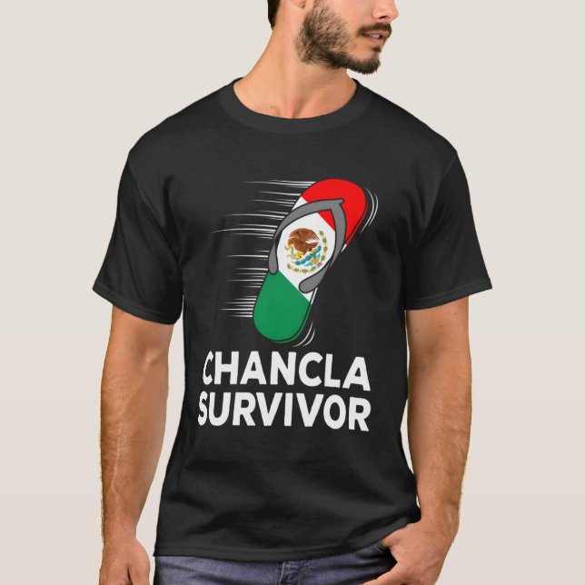 Camiseta Sobreviviente de Chancla Chiste de Bandera Mexican (Anverso)