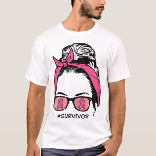 Camiseta Sobreviviente de Cinta Rosa Bun Concienciación sob