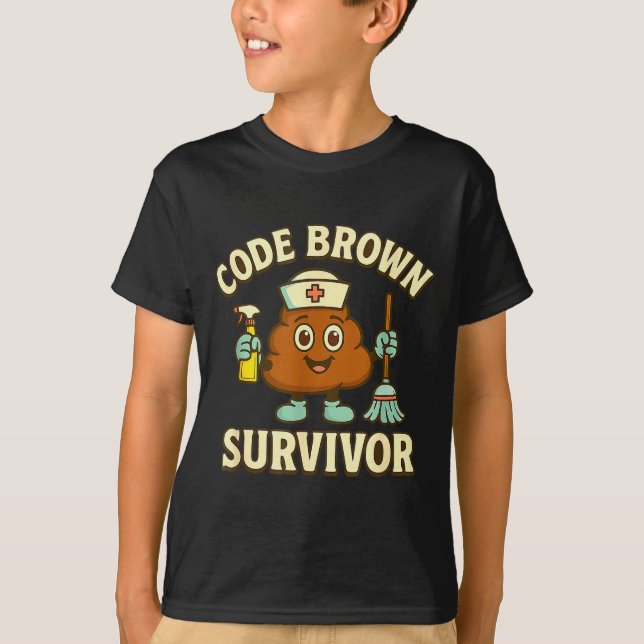 Camiseta Sobreviviente de Código Marrón Enfermera Divertida (Anverso)