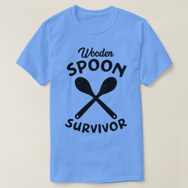Camiseta Sobreviviente de cuchara de madera con angustia Te (Diseño del anverso)