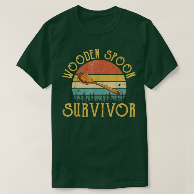 Camiseta Sobreviviente de Cuchara de Madera Graciosa Humor  (Diseño del anverso)