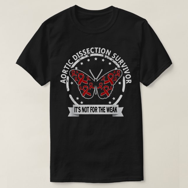 Camiseta Sobreviviente de disección aórtica, cinta roja lev (Diseño del anverso)