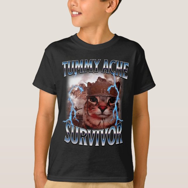 Camiseta Sobreviviente de dolor de barriga meme divertido d (Anverso)