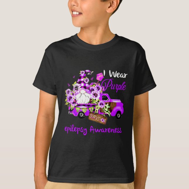 Camiseta Sobreviviente de Gnome de Flores Epilepsia Concien (Anverso)