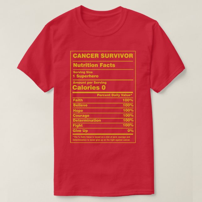 Camiseta Sobreviviente de hechos de nutrición (Diseño del anverso)