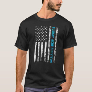 Camiseta Sobreviviente de la Tummy Ache Bandera USA IBS Sto