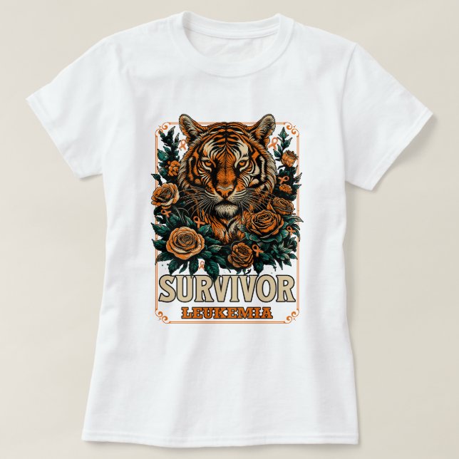 Camiseta Sobreviviente de leucemia por tigre flor retro (Diseño del anverso)
