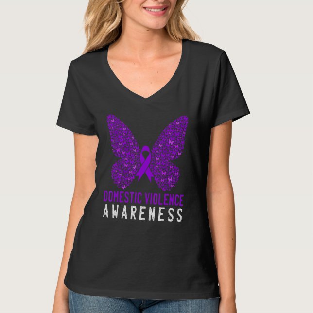 Camiseta Sobreviviente de mariposa Violencia doméstica Sens (Anverso)