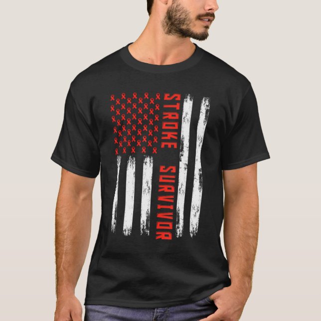 Camiseta Sobreviviente de Stroke Bandera Americana Bandera  (Anverso)