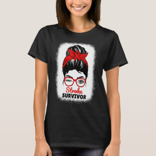 Camiseta Sobreviviente de Stroke Messy Bun Women Mom Stroke