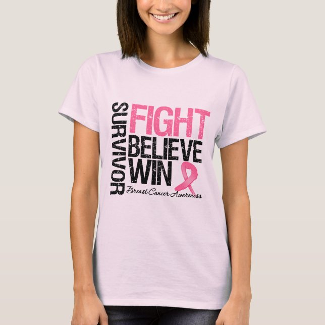 Camiseta Sobreviviente del cáncer de mama Lucha contra cree (Anverso)