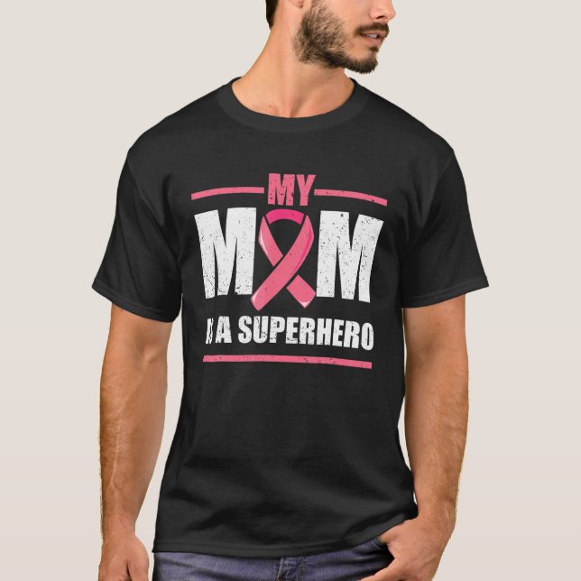 Camiseta Sobreviviente del Cáncer De Mama, Mi Mamá Es Una H (Anverso)