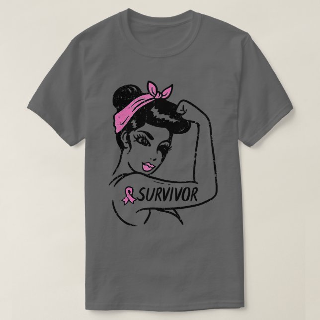 Camiseta Sobreviviente del cáncer de mama Rosie Riveter Cin (Diseño del anverso)