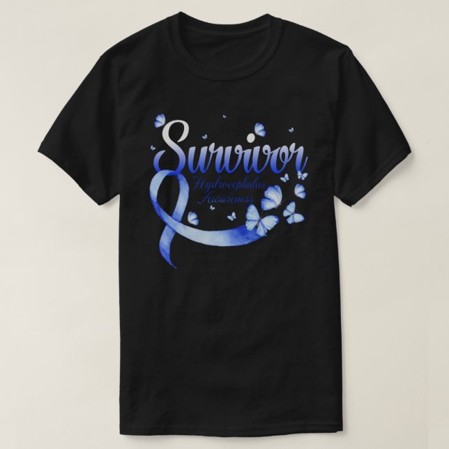 Camiseta Sobreviviente Hydrocephalus Conciencia Mariposa (Diseño del anverso)