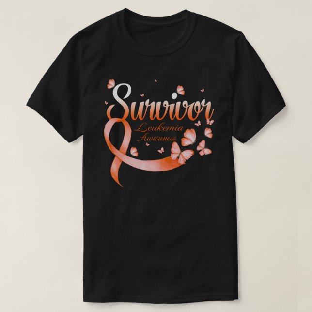Camiseta Sobreviviente Leucemia Sensibilización Mariposa (Diseño del anverso)