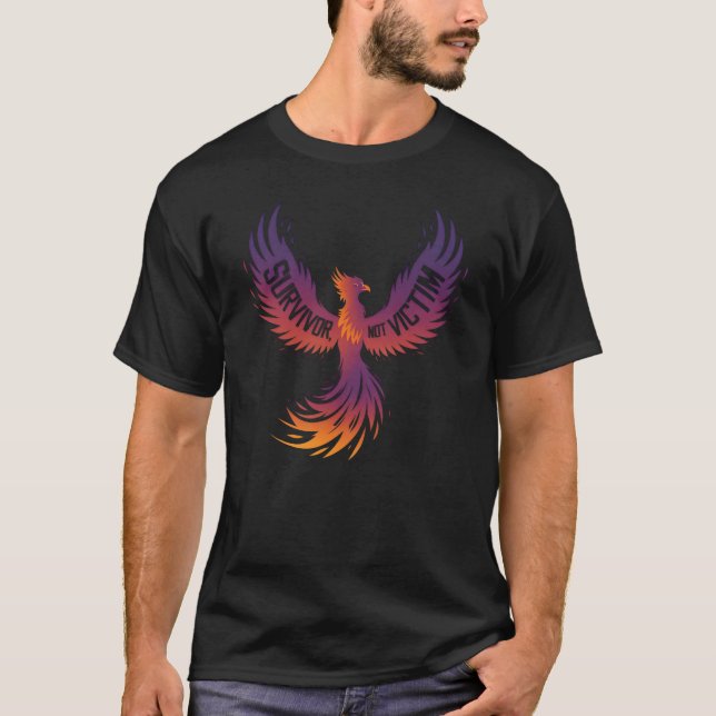 Camiseta Sobreviviente, no víctima Fénix Cancer Viole domés (Anverso)