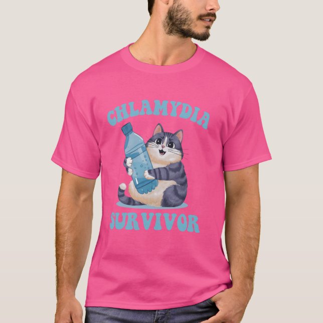 Camiseta Sobreviviente Retro de Clamidia Gato Divertido Mem (Anverso)