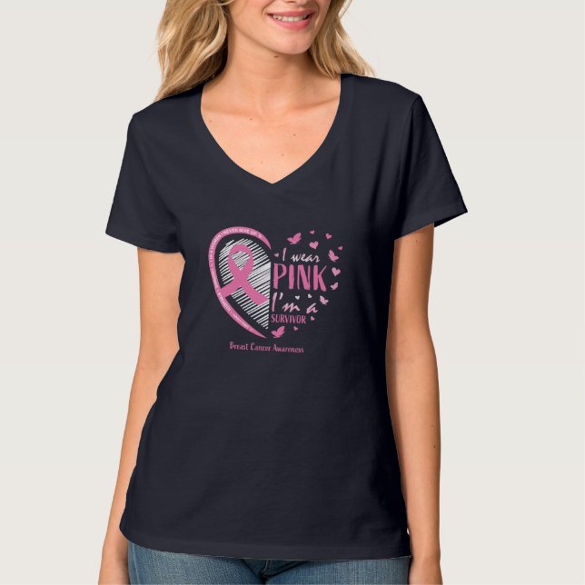 Camiseta Sobreviviente rosa de cáncer de mama obsequia a mu (Anverso)
