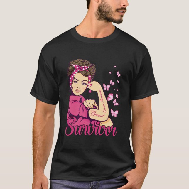 Camiseta Sobreviviente Rosie Riveter Conciencia sobre el cá (Anverso)