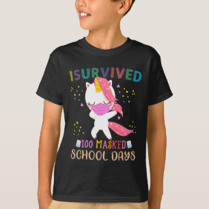 Camiseta Sobrevivió a 100 días escolares enmascarados daban