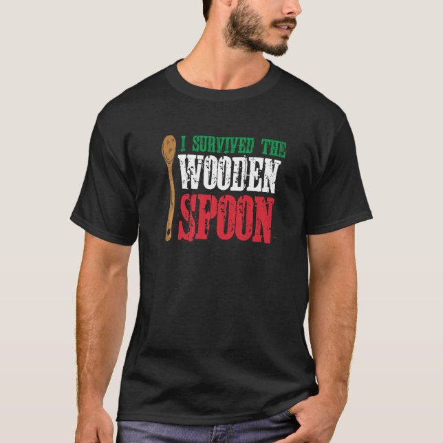 Camiseta Sobrevivió A La Cuchara De Madera Bandera Italiana (Anverso)