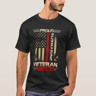 Camiseta Sobrina orgullosa de veterano de submarino bandera