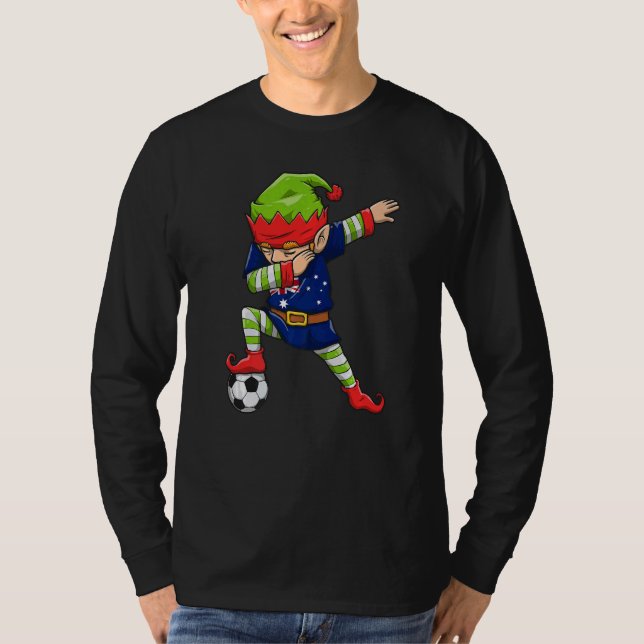 Camiseta Soccer Boy Dabbing Elf Squad Christmas Australia F (Anverso)