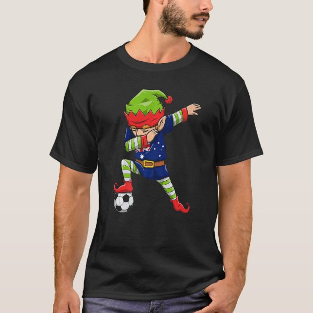 Camiseta Soccer Boy Dabbing Elf Squad Christmas Australia F (Anverso)