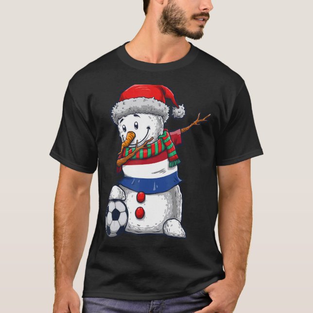 Camiseta Soccer Boy Dabbing Snowman Christmas Netherlands F (Anverso)