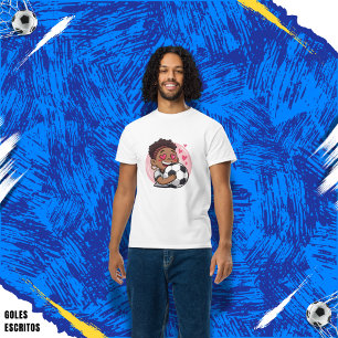 Camiseta Soccer Cartoon Brunette Woman Face in Love